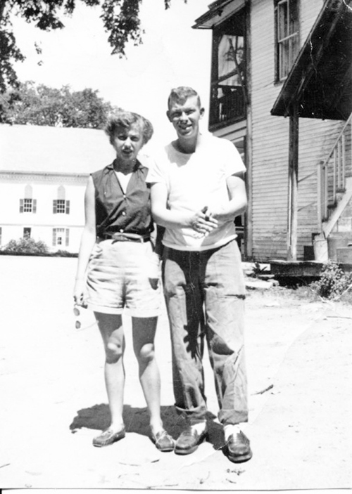 Irene and Allen in the driveway between the old Bisbee's building (on the right in the picture) and the old Mehuron's (unseen to the left in the photo). Irene and Allen in the driveway between the old Bisbee's building (on the right in the picture) and the old Mehuron's (unseen to the left in the photo).